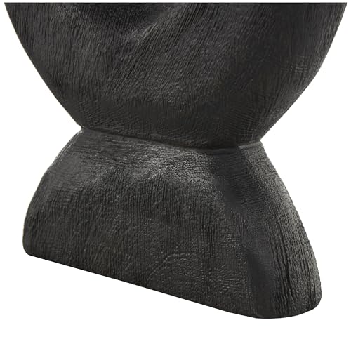 Deco 79 Mango Wood Abstract Decorative Sculpture Cutout Oval Home Decor Statues, Set of 2 Accent Figurines 20", 18"H, Black