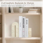 BOHDK Book Ends for Shelves, Resin Heavy Duty Decorative Bookends, Retro Arch Book Holder for Heavy Books, Imitation Travertine Book Stopper for Home Decor, Study, Bookshelf, Desktop, Set of Two