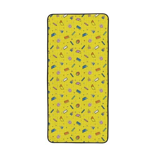 Geometric Objects Pattern Bath Towel Microfiber Coral Velvet Bath Towels Highly Absorbent Soft Beach Sheet (27" x 55") Luxury Hemming Shower Towels for Gym Travel Pool