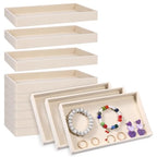 12 Pack Velvet Jewelry Trays, Stackable Jewelry Drawers 8.3x5x1inches Storage Trays for Display Beads Bracelets Necklaces Ring Earrings (Beige)