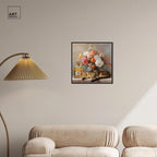 Art Remedy Cat Floral Vase Perfume Canvas Fashion Pet Art, Black Frame, 20" x 20" - color: Black Frame, size: 21"L x 21"W