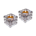 Crystal Ice Tea Light Candle Holders, Set of 2, Glass Candlestick Holders Tray for Bathtub, Bathroom, Livingroom