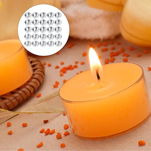 Operitacx 200 Pc Aluminum Tea Light Candle Cups with Wicks 1.57X1.57X0.59In Empty Metal Tealight Containers for DIY Candle Making and Craft Projects - size: 200Pcs