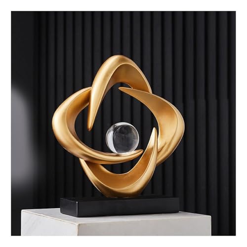 Cool Stuff to Put on Shelves Modern Abstract Sculpture Decoration, White Resin Tabletop Decorative Item Room Decor Aesthetic(Gold a) - color: Gold a