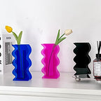 Hot Pink Acrylic Vase, 8-Inch Wave Shaped, Modern Centerpiece, Home Office Decor - color: Hot Pink