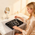 10 Pcs Velvet Stackable Jewelry Tray Showcase Display Jewelry Organizer Tray for Drawers Countertop, Empty Plate for Necklace, Ring, Bracelet Organizing, and Earring Storage Display (Black)