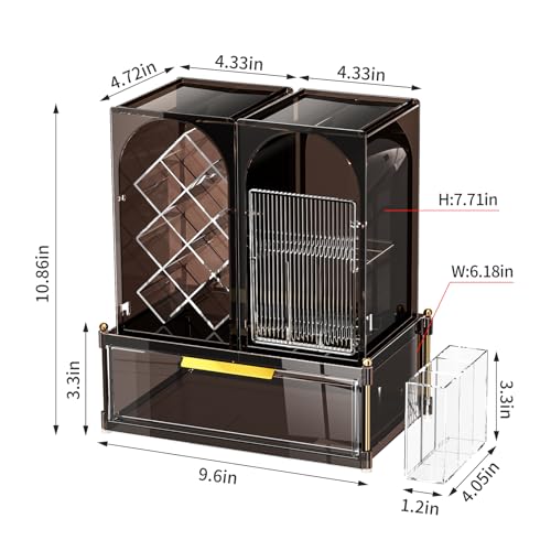 INVSSENE Stackable Makeup Organizer Countertop, Storage Perfume Skincare Cosmetic Lipstick Face Mask Makeup Brush Palettes, Ideal for Vanity Bathroom Counter - color: 3515 Coffee+Clear