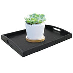 DILLMAN Serving Tray Large Black Wood Rectangle Food Tray Butler Tray Breakfast Tray with Handles (Small) - size: 15.4" x 11.4" x 1.6"