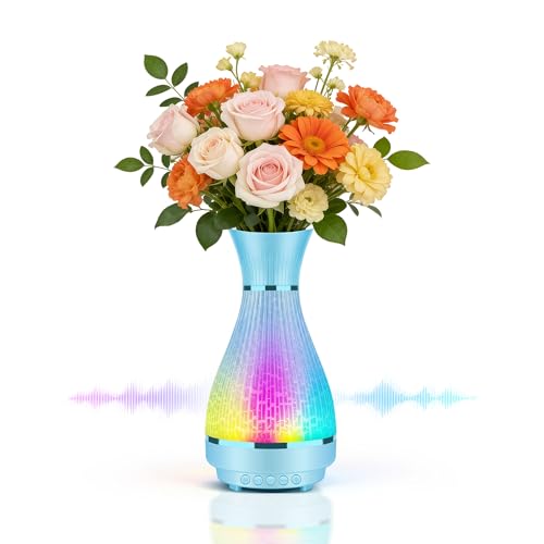 3-in-1 Vase Bluetooth Speaker With Ambient Light & White Noise, 8H Playtime, Water-Safe Flower Vase for Bedroom, Living Room Decor, Mother's Day,Birthday Gift for Women, Mom, Wife or Girlfriend - color: Blue