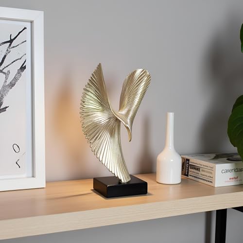 Modern Abstract Eagle Decorative Sculpture, Dining Living Room Desk Decor,Geometric Home Decor Statues,Shelf Top Decor Aesthetics, Coffee Tables or Office Shelves（Golden） - color: 15.16"golden