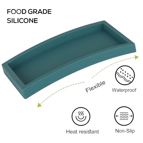 Small Silicone Bathroom Vanity Tray Rectangle Soap and Sponge Holder Kitchen Sink Organizer for Scrubber, Lotion Bottles, Perfume, Jewelry, Candle, Key Trinket Ring, Turquoise - color: Turquoise, size: 7.9" x 4.0"