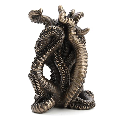 Veronese Design 5 3/8" Tall Corner Room Octopus Resin Statue Bronze Finish Single Shelf Bookend
