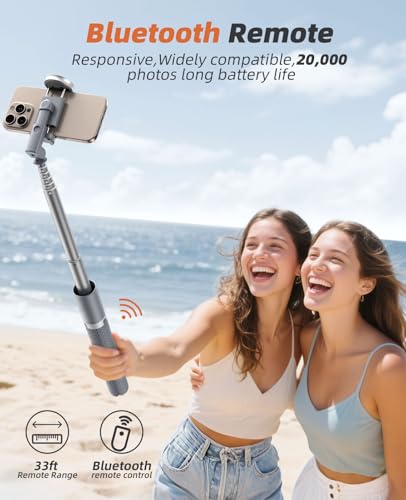 Vimose Phone Tripod & Selfie Stick with Remote, Portable, Lightweight for Video Recording Vlog, Extendable Travel Tripod Stand Compatible with iPhone Android, Grey, 62" - color: Grey
