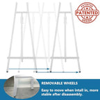 A - Frame Wooden Display Easel - Adjustable Lyre Beechwood Studio Easel Stand Holding Canvas Up to 90", Inclinable Artist Floor Painting Easel for Artwork Painting, White - color: White