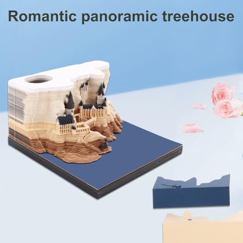 3D Calendar 2026 3D Memo Pad Hand Torn Construction Paper Sculpture Artwork,Exquisite Creative Non-Stick Sticky Note DIY Post Notes, Cards for Office Home Gifts Ornaments