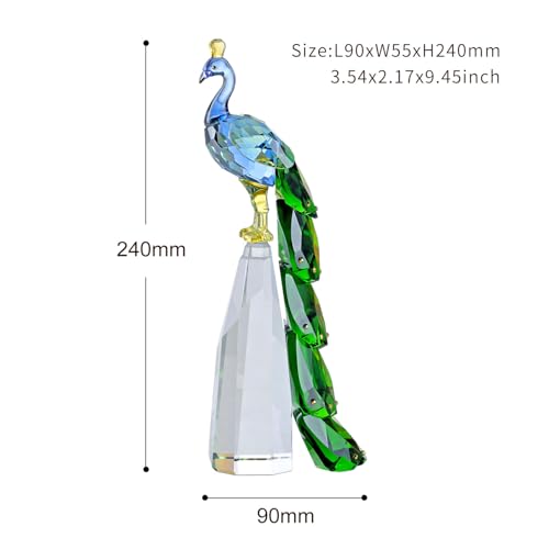 Crystal Peacock Figurine Handmade Art Animal Home Decor Statue Home Decoration