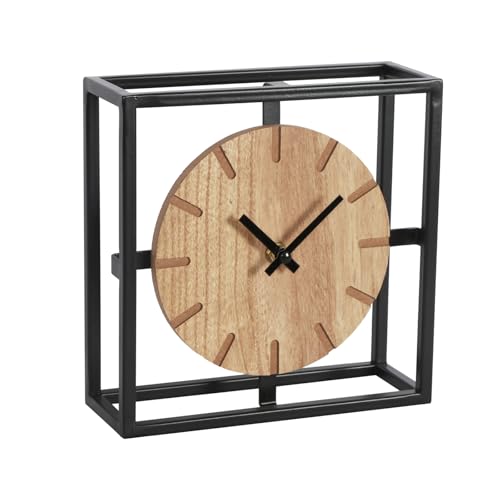 Vintage Black Table Clock on Stand, Decorative Desk and Shelf Clock, Rustic Mantel Clock Farmhouse Clock Non-Ticking