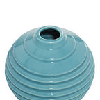 Deco 79 Ceramic Decorative Vase Centerpiece Vases with Varying Patterns, set of 3 Flower Vases for Home Decoration 6" x 6" x 6", Blue