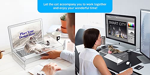 Acrylic Monitor Stand Riser Acrylic Laptop Stand Riser PC Holder Clear Computer Monitor Stand for Desk White Laptop Stand for Desk Compatible with iMac MacBook All Notebooks - style: 16''