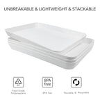 greenandlife 4 Pcs 16" x 11" Large Serving Trays for Party Supplies, Plastic Platters for Serving Food, Unbreakable Reusable Trays for Snack, Fruit, Cookies, Desserts in Kitchen, BPA Free, White - color: White