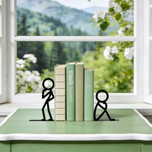Metal Bookends Thinker Bookends Decorative Cute Book Ends for Shelves Bookshelf Home Office Desk Reading Decor Bookshelf Decor for Book Lovers Gift - style: Thinker Decorative Bookends