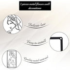 CHENGU 3 Pieces Metal Minimalist Abstract Woman Wall Art Line Drawing Wall Art Decor Single Line Female Home Hanging for Kitchen Bathroom Living Room - style: Pretty Style