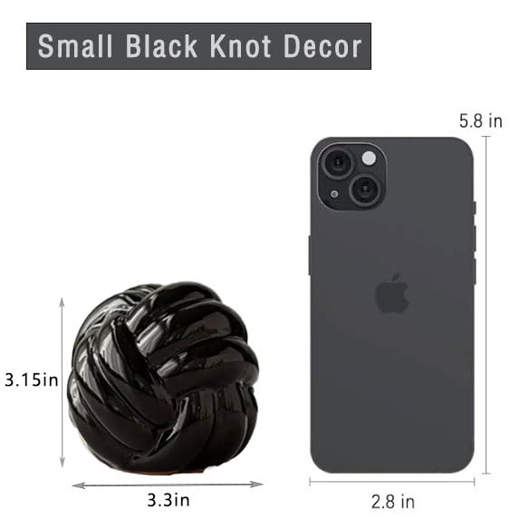 Ceramic Knot Decor, Small Chain Link Decor, Coffee Table Decor, Book Shelf Decor, Entry Table Decor, Aesthetic Minimalist Decorative Objects for Modern Home Living Room, Desk Decor for Office (Black) - color: Black