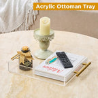 12"x12" Clear Acrylic Serving Tray with Golden Handles, Sturdy Huge Capacity Acrylic Trays for Coffee, Juice, Kitchen and Desk Organizer, Storage Tray (12"x12") - size: 12" x 12" x 2"