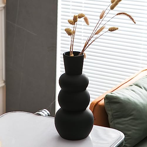 Black Vase, Modern Ceramic Vase, Black Matte Clay Vases for Pampas Grass, Minimalist Home Fresh Flowers, Dried Flowers - color: F-black Tall Vase