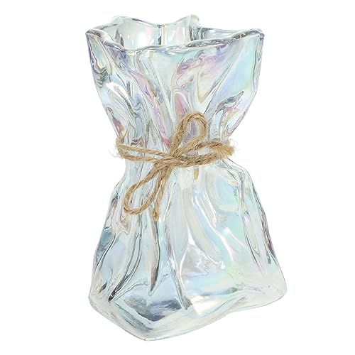 Ipetboom Abstract Irregular Shaped Glass Vase Decorative Art Planter for Home Office Garden Unique Minimalist Flower Container for Kitchen Dining Accent