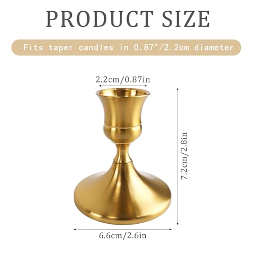 Vintage Brass Gold Taper Candle Holders Set of 2, Metal Candlestick Holders Elegant Handcrafted Décor for Weddings, Dining & Meditation,Table Centerpiece, Party, Christmas Decoration or Home Decor - color: Brass Gold, size: 2PC