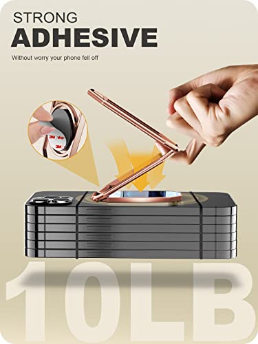 A-LuGei 𝗙𝗼𝗹𝗱𝗮𝗯𝗹𝗲 & 𝗔𝗱𝗷𝘂𝘀𝘁𝗮𝗯𝗹𝗲 Phone Kickstand Ring Holder, Magnetic Cell Phone Grips, Phone Stand for Desk, Adhesive Phone Holder for Hand, 360° Rotation Ring for Back of iPhone Case - color: Octagon Rose Gold