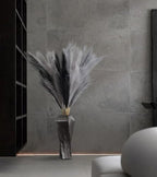 SeptCat 9 Pcs 45" Faux Dried Pampas Grass Tall Decor, Fluffy Fake Long Pompas Artificial Black Grey Gray Pompous Stems Bouquet Flower Arrangement Vase Filler for Boho Home Wedding Decoration