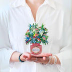 Freshcut Paper Pop Up Cards, Mini Hummingbird Oasis, 6 Inch Life Sized Forever Flower Bouquet 3D Popup Greeting Card, Birthday Cards, Thank You Card, Blank Notecard & Envelope - color: Hummingbird Oasis, size: Mini