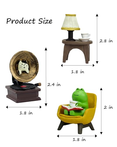 Mevodeata Cute Mini Frog Figurine with Small Sofa Resin Frog Figure for Office Home Decor - Cute Frog Gift for Frog Lovers - color: Player and Frog