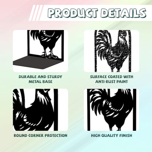 Peacoblue Metal Bookends for Shelves, Modern Decorative Heavy Duty Study Book Support Stoppers for Office, Desk, Shelf, Room 5.3"x4.3"x7.9" Cast Iron Simple Tall Bookends, 1 Pair (Rooster) - style: Rooster