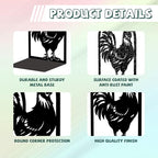 Peacoblue Metal Bookends for Shelves, Modern Decorative Heavy Duty Study Book Support Stoppers for Office, Desk, Shelf, Room 5.3"x4.3"x7.9" Cast Iron Simple Tall Bookends, 1 Pair (Rooster) - style: Rooster