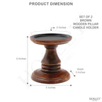 Hosley Set of 2 Brown Wood Pillar Candle Holders 5 Inch High Ideal Gift for Weddings Bridal Party Spa Reiki Meditation Votive LED Pillar Candle Gardens - color: Brown 3