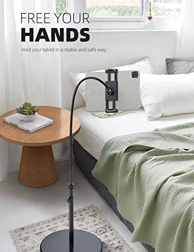 Lamicall Tablet Floor Stand Holder - Gooseneck Tablet Mount for Bed, 63" Adjustable Height & 10.6lb Stable Base, for Gifts: 4.7-13" Tablets, iPad Pro 13/9.7, Air, Mini, Galaxy Tab, Kindle, Phones - color: Black