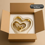Gold Heart Ornament – Elegant Ceramic Couple Sculpture – White & Gold Tabletop Decor – Romantic Centerpiece for Living Room, Bedroom or Office – Anniversary or Valentine’s Gift