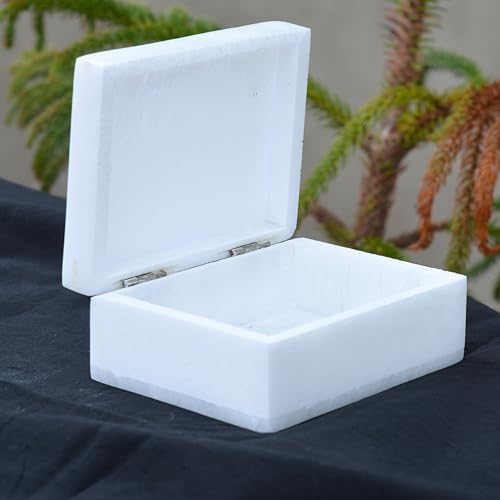 Marble Gift Box 4x3 inch - Hand Carved, Marble Jewelry Box - Keepsake Box - Trinket Boxes - Decorative Boxes - Stylish and Durable - Versatile, Luxury Stone Box for Storage and Organizing