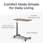 Drive Medical Overbed Table with Wheels - Secure Height Adjustment for Comfort - Non Tilt Surface - Smooth Rolling Design - Home & Hospital Use - Woodgrain Laminate Top - Silver Vein - color: Silver Vein