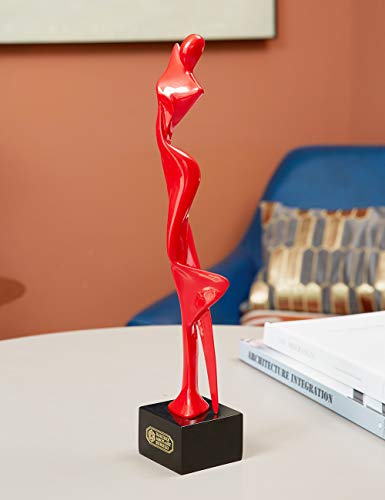 Yoga Woman Statue Figurine Lady Sculpture Home Gift Modern Decor Art for Bedroom Living Room Red 13.8 Inch - color: Red, size: Medium