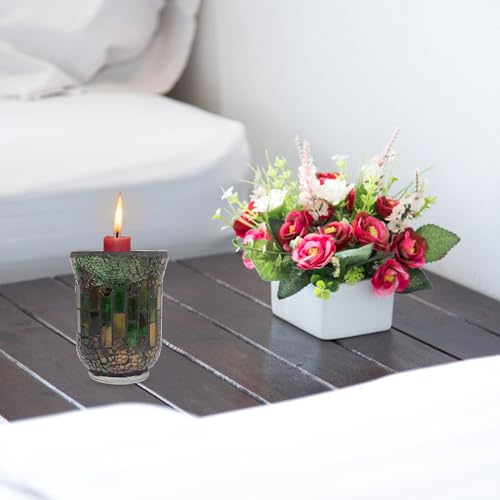 Amosfun Mosaic Candle Holder Stained Glass Home Decoration Table Candlestick Scented Candle Stand Tealight Holders Table Centerpieces