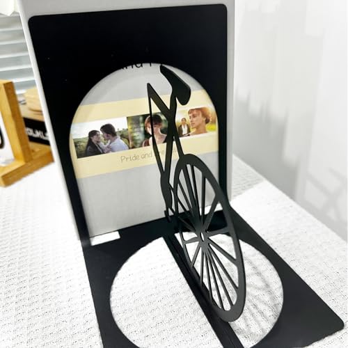 Metal Bicycle Bookend, Bike Bookends, Bicycle Bookends Pair in Metal, Bike Book Ends for Shelves, Heavy Book Supports, Book Organizer, Black Book Holders for Home Office