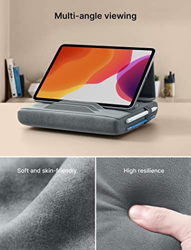 JSAUX Tablet Pillow Stand, Tablet Stand Holder Dock for Lap, Bed and Desk Compatible with iPad Pro 11 10.5 9.7 10.2 Air Mini, Kindle, Tablets, Phones, E-Reader, Books and More 4-10.9'' Devices Grey - color: Grey