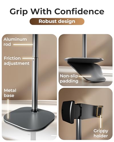 COOPER ChatStand, Adjustable Cell Phone Stand for Desk, Phone Stand for Recording, iPhone Holder for Filming, Small Tripod for iPhone, Fits Samsung, Android Smartphones, (Metallic Gray) - color: C - Metallic Gray