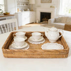 Wicker Storage Tray, Rattan Basket Rectangular for Bathroom Living Room, Decorative Serving Woven Trays Wicker Baskets for Organizing Home Decor L(15.7" × 11") - style: L (15.7" × 11")