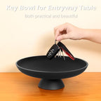 Large Fruit Bowl for Kitchen Counter, Concrete Decorative Bowl for Coffee Table, Modern Key Bowl for Entryway Table (Black)