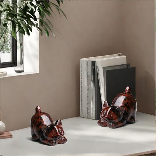 2" Red Obsidian Cat Crystal Statue Carved Room Decor Figurines for Natural Gemstones HomeCarved Healing Crystals Handcrafted Cute Lazy Lucky Sculpture Statue Kitten Gifts for Cat Lovers Women - color: Red-obsidian
